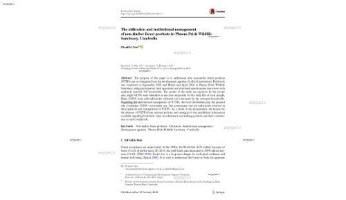 The utilization and institutional management of non‑timber forest products in Phnom Prich Wildlife Sanctuary, Cambodia